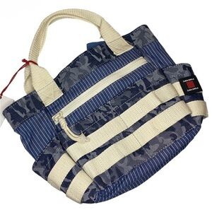 Zara Blue and Cream Denim Tote Bag